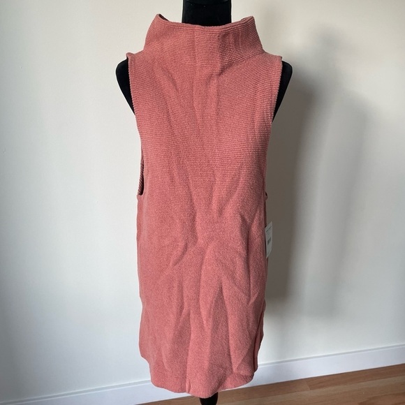 Free People Peach Pink Textured Ribbed Knit Cotton Blend Isla Ottoman Tunic NWT - Picture 5 of 12